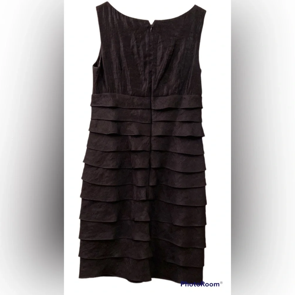 London Times Dress Black Sleeveless Layered Skirt V-Neck WM SZ 10 Gorgeous 🥰 - Picture 8 of 13